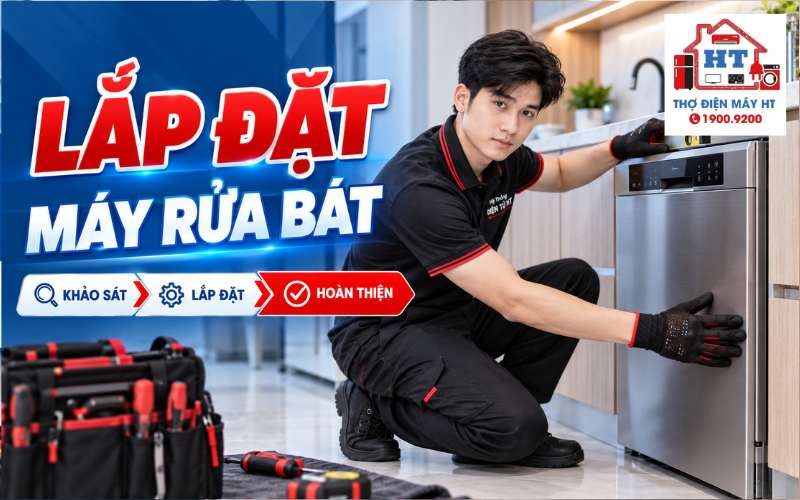 Lắp Đặt Máy Rửa Chén: Khảo Sát, Kết Nối & Chạy Thử Hoàn Chỉnh