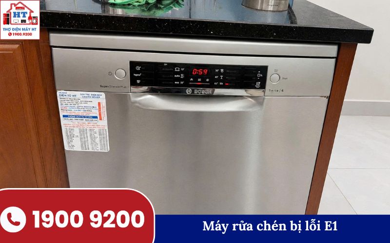 Mã lỗi E1 hiển thị trên màn hình máy rửa chén