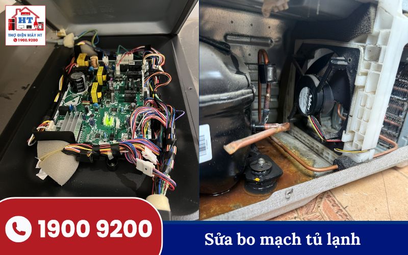 Bo mạch tủ lạnh gặp sự cố, có thể hiển thị mã lỗi hoặc hoạt động bất thường